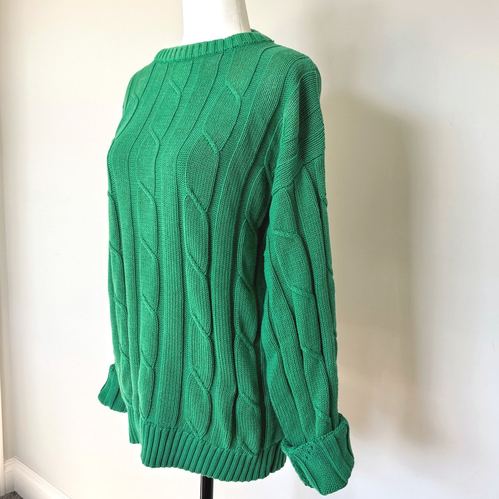 Classic Cable Knit Green Sweater